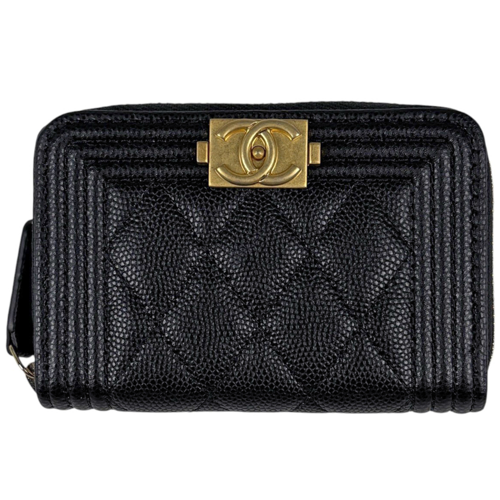 Chanel CHANEL Business Card Holder/Card Case, Coco Mark Boy Chanel, Caviar Le...